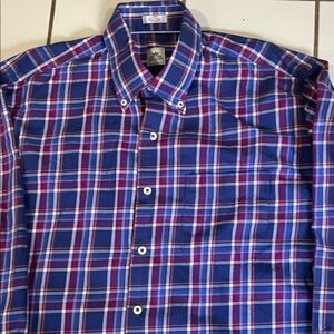 Peter Millar Blue and Red Plaid Button Down Shirt